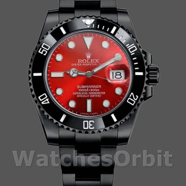 Mens Rolex Submariner Date 40mm Mens-116610LN-Red Dial-Black PVD/DLC Stainless Steel Red Replica Image