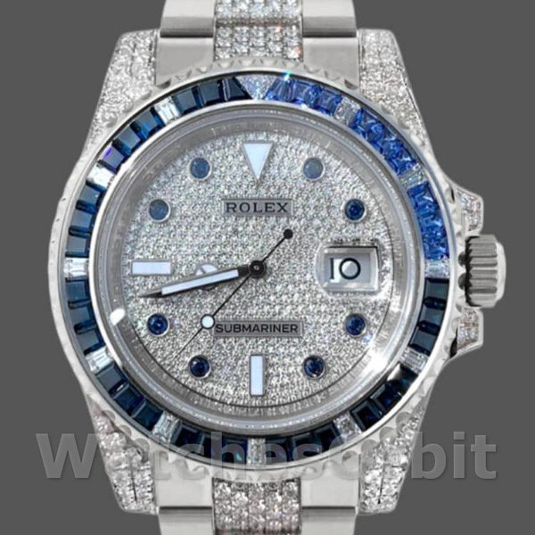 Mens Rolex Submariner Date 40mm Mens-116610LN-Stainless Steel-Diamond Bezel Diamond Paved Replica Image