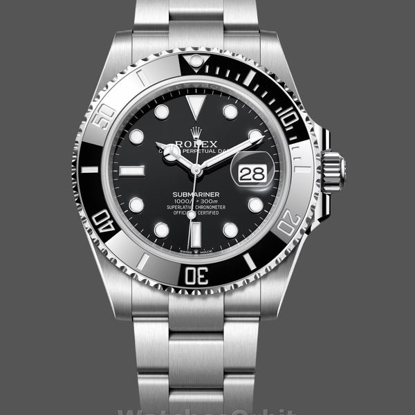 Mens Rolex Submariner 41MM Stainless Steel Black Dial Date Black Replica Watch Image