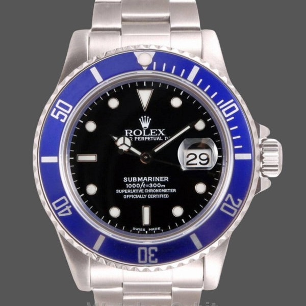Mens Rolex Submariner 40mm Mens-16610-Blue Ceramic-Black Dial Black Replica Image