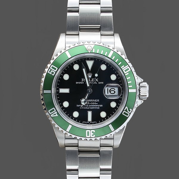 Mens Rolex Submariner 40mm Mens-16610LV-Stainless Steel Oyster-Black Dial Black Replica Image