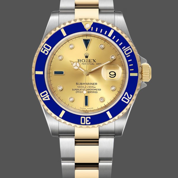 Mens Rolex Submariner 40mm Mens-16613-Champagne Serti Dial Champagne Serti&nbsp; Replica Image