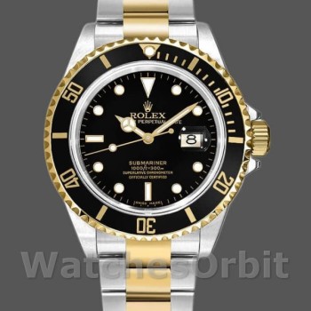 Men's Rolex Submariner Date 40mm Men's-16613LN-Yellow Gold & Stainless Steel-Black Dial Black<br />
