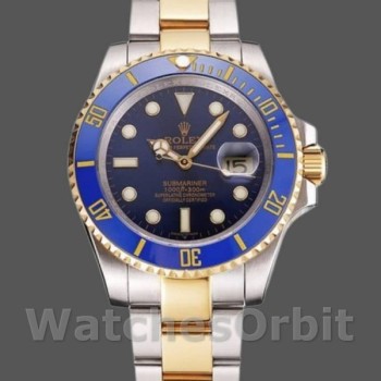 Men's Rolex Submariner 41mm Men's-PR16233B-Two Tone-Blue Dial Blue<br />