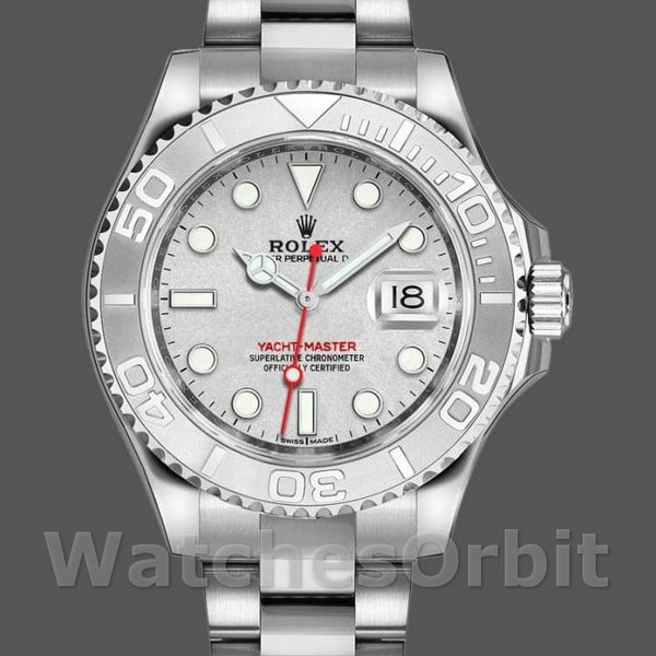 Mens Rolex Yacht-Master 40mm Mens-116622-Stainless Steel-Platinum Dial Platinum Replica Image