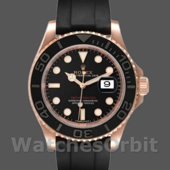 Men's Rolex Yacht-Master 40mm Men's-116655-Everose Gold-Black Dial Black