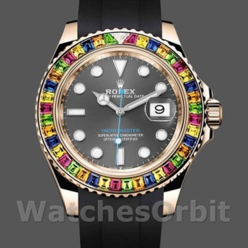 Men's Rolex Yacht‑Master-116695, 40mm, Black Rubber Strap, Grey Dial, Men’s Grey