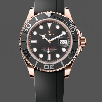 Men's Rolex Yacht‑Master-126655, 40mm, Automatic, Black Dial, 18K Everose Gold, Black