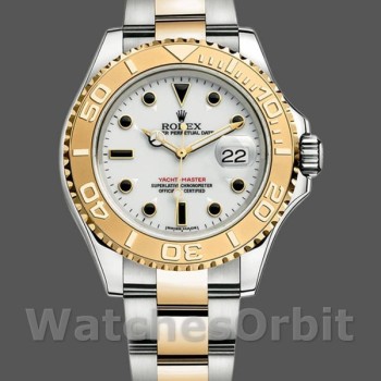 Men's Rolex Yacht-Master 40mm Men's-16623-Gold Bezel White