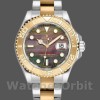 Unisexs Rolex Yacht-Master 35mm Unisex-168623-Steel & Yellow Gold-Black MOP Dial Black Replica Watch Image