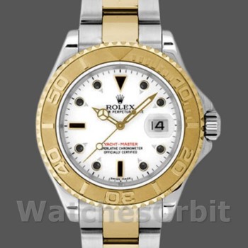 Unisex's Rolex Yacht-Master 35mm Unisex-168623-Steel & Yellow Gold-White Dial White