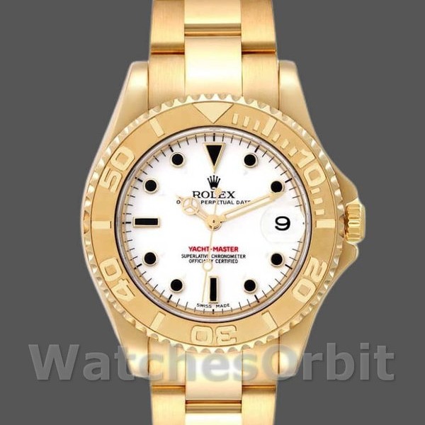 Unisexs Rolex Yacht-Master 35mm Unisex-168628-White Dial-Yellow Gold White Replica Image