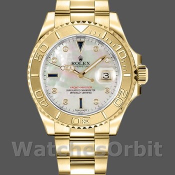 Unisex's Rolex Yacht-Master 35mm Unisex-168628-White MOP Dial-Yellow Gold MOP