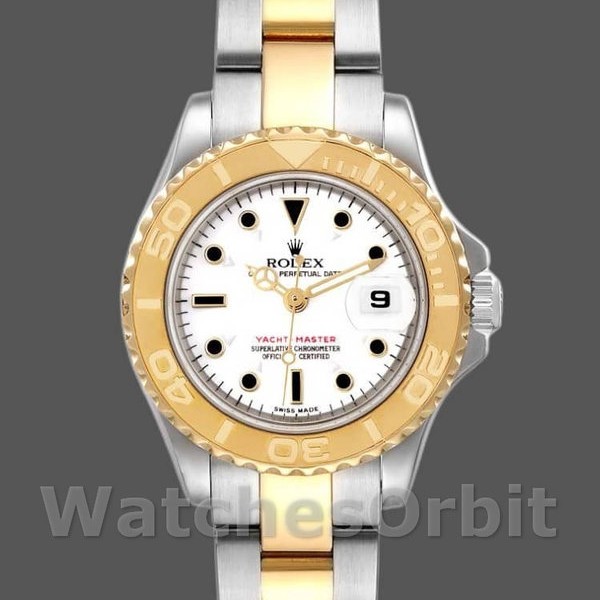 Womens Rolex Yacht-Master 29mm Womens-169623-Steel & Yellow Gold-White Dial White Replica Watch Image
