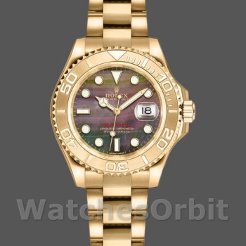 Women's Rolex Yacht-Master 29mm Women's-169628-Yellow Gold-Black MOP Dial MOP