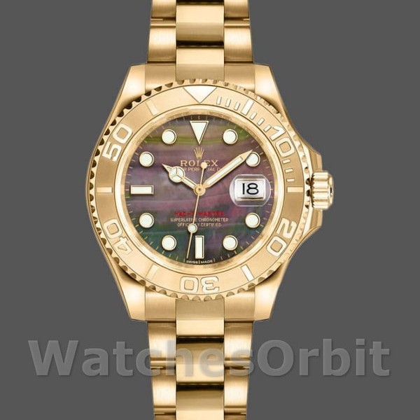 Womens Rolex Yacht-Master 29mm Womens-169628-Yellow Gold-Black MOP Dial MOP Replica Image