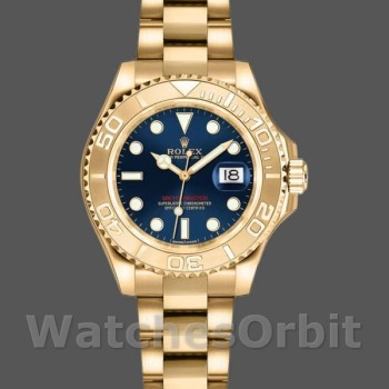 Women's Rolex Yacht-Master 29mm Women's-169628-Yellow Gold-Blue Dial Blue