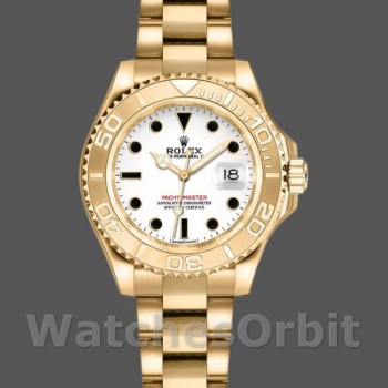 Women's Rolex Yacht-Master 29mm Women's-169628-Yellow Gold-White Dial White