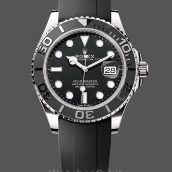 Men's Rolex Yacht-Master 42mm Men's-226659-White Gold-Black Dial Black