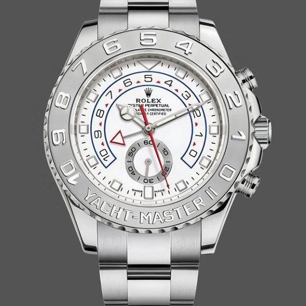 Mens Rolex Yacht‑Master II-116689, 44mm, Platinum, White Dial, Men’s White Replica Watch Image