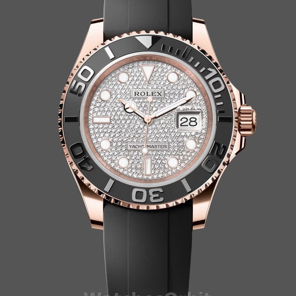 Mens Rolex Yacht‑Master II-126655, 40mm, Rose Gold, Diamond Pave Dial, Men’s Diamond Pave Replica Watch Image