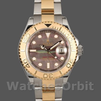 Men's Rolex Yacht-Master 40mm Men's-16623-Steel & Yellow Gold-Black MOP Dial Black