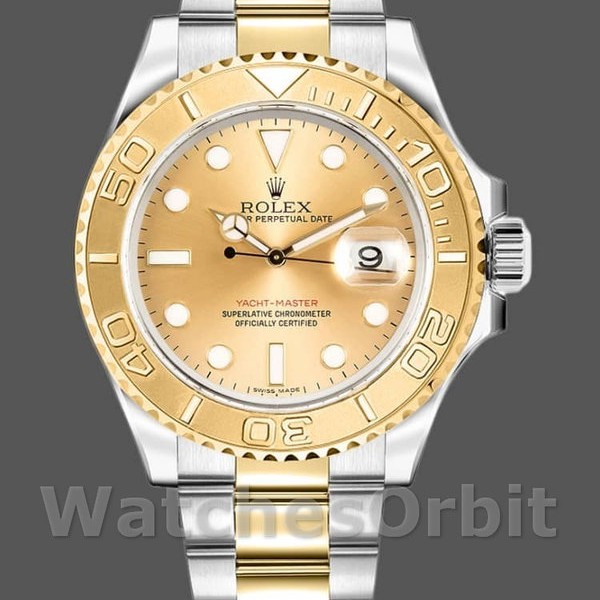 Mens Rolex Yacht-Master 40mm Mens-16623-Steel & Yellow Gold-Champagne Dial Champagne Replica Watch Image