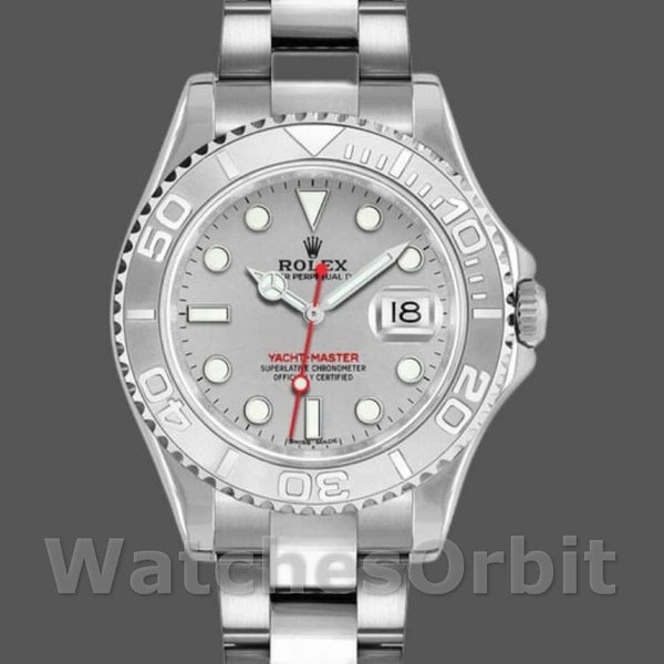 Unisexs Rolex Yachtmaster 35mm Unisex-168622-Platinum-Stainless Steel-Silver Dial Silver Replica Image