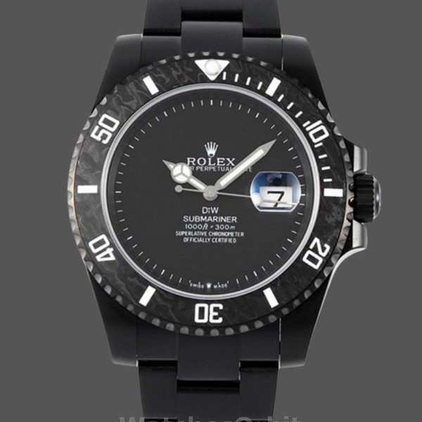 Mens Rolex Submariner DIW Parakeet Edition 41MM Carbon Fiber Bezel Black Dial Black Dial Replica Watch Image